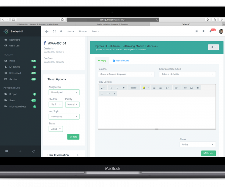 Dwike Helpdesk Ticket View