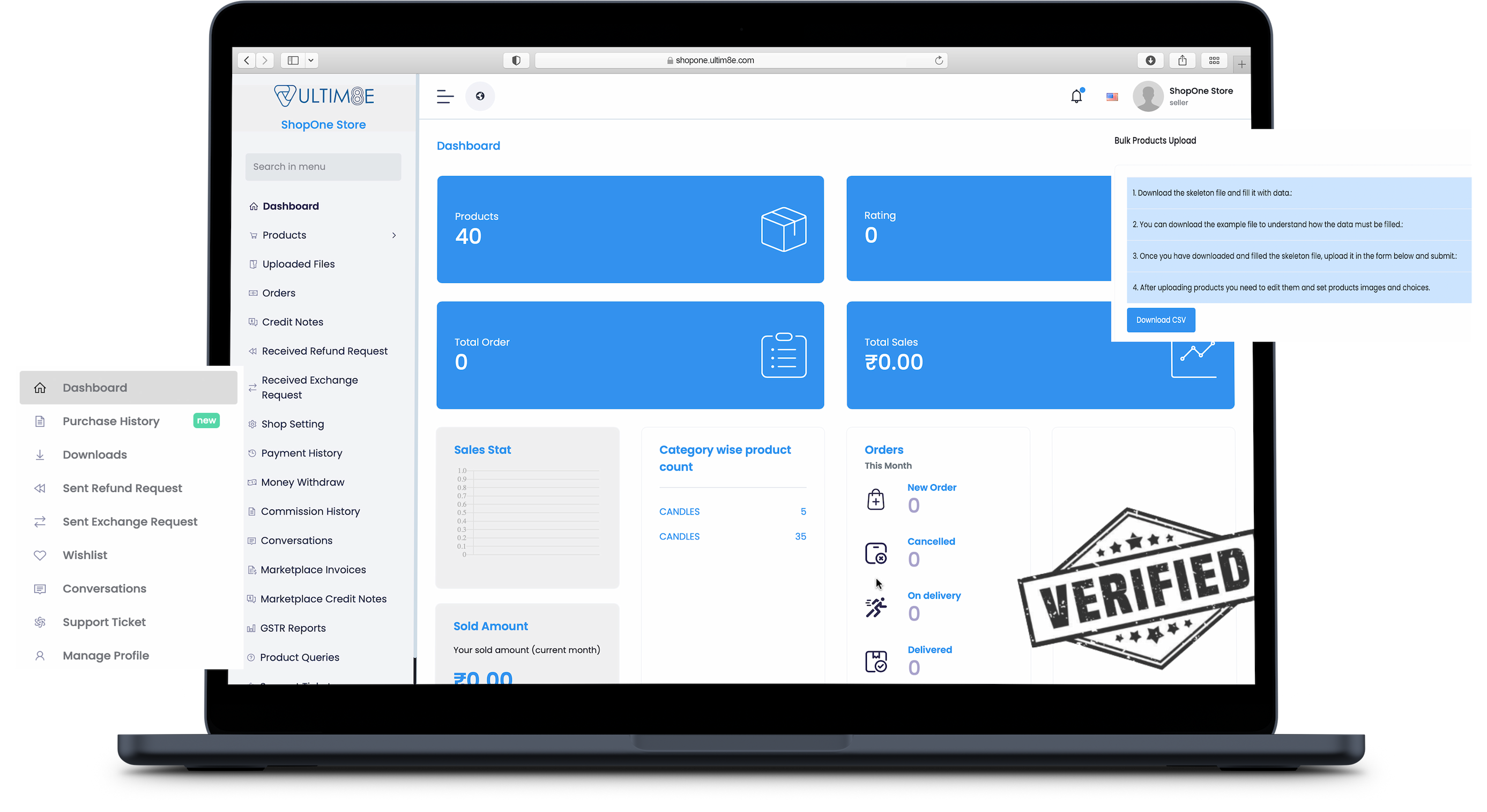 This is image of Shopone seller Panel, multi-vendor e-commerce marketplace
